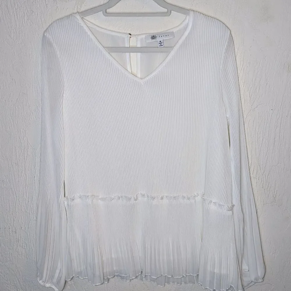 Fever Ribbed Long Sleeve Blouse Size Medium NWT - Picture 2 of 10